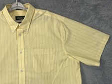 Eddie Bauer Shirt Mens 2XL Yellow Stripe Short Sleeve Wrinkle Resistant Cotton