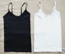 NEW KATHY IRELAND Nylon Spanx set 2 WHITE & BLACK INTIMATES TOP size S/M