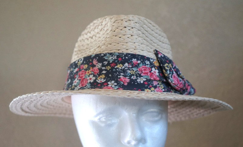 C&C fidora sun hat for women one size adjustable in rim ribbon