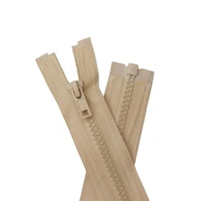 2 PCS 34-inch #5 Beige Separating Molded Plastic Jacket Zippers Bulk