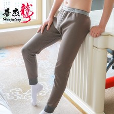 Men's Thermal Striped Fleece Pants Winter Long Johns Bottoms for Man
