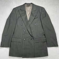VTG Polo University Ralph Lauren Double Breasted Wool Blazer Mens Green Striped