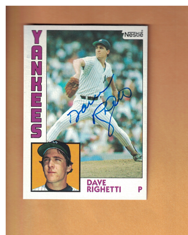 Dave Righetti AUTOGRAPHED 1984 TOPPS NESTLE BASEBALL CARD SIGNED NEW YORK YANKEE