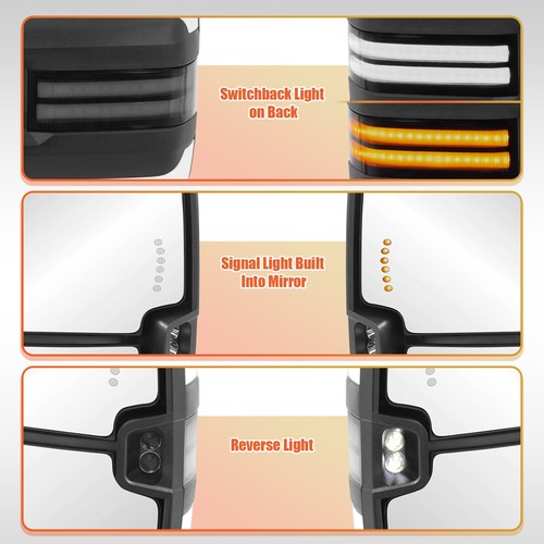 Espejos retrovisores de remolque térmicos eléctricos pintados de blanco 2 piezas para Silverado 1500 2500HD 2008-2013 - Imagen 3 de 15