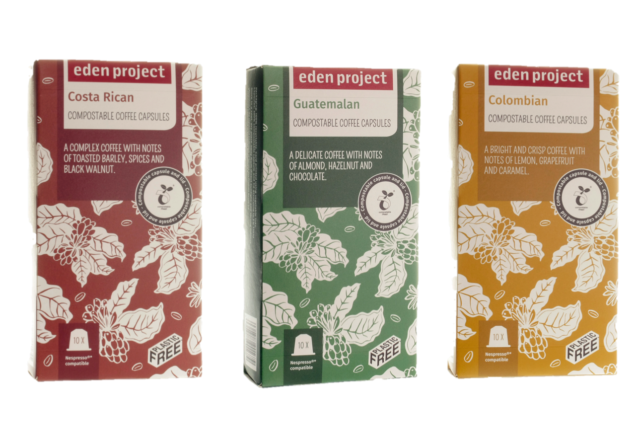 30 PLASTIC FREE EdenProject Home Compost Nespresso Compatible Pods (Col/CR/Guat)