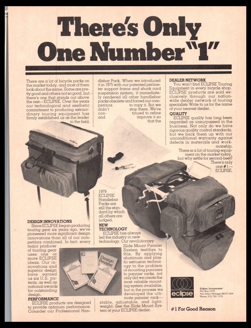1979 Eclipse Panniers-Vintage ORIGINAL Bike/Bicycle Print ad/mini poster-70's-3