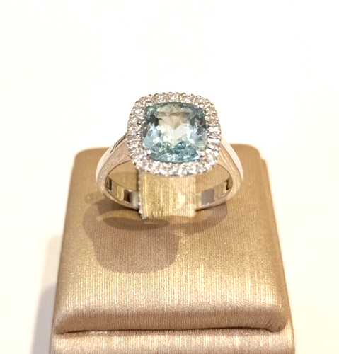 Anillo 1943 En Oro Blanco 18 Ct 750 Con Acuamarina Ct 1,87 Y Diamantes Ct 0,20 - Imagen 4 de 14