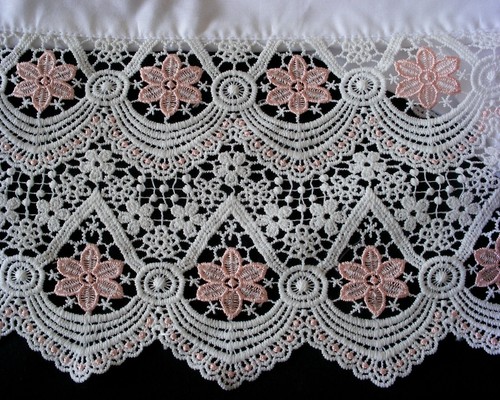 New White Cotton Sateen Embroidered Lace PillowCases Standard Queen King Pr. S1 - Picture 3 of 6