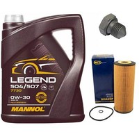 MotoröL Set 0W-30 5 Liter + ÖLfilter + ÖLablassschraube FüR VW Sharan 1.9 TDI