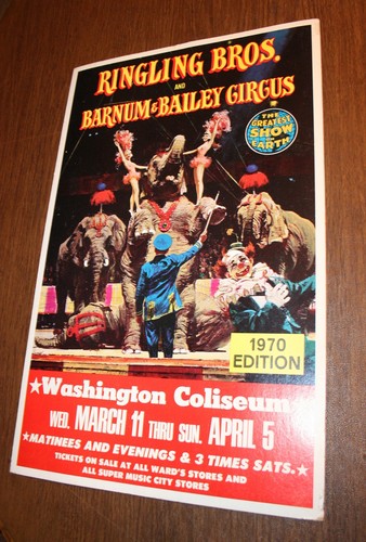 SELTENE Vintage Zirkus Poster klingelnde Brüder & Barnum & Bailey Fensterkarte 1970 - Bild 9 von 10