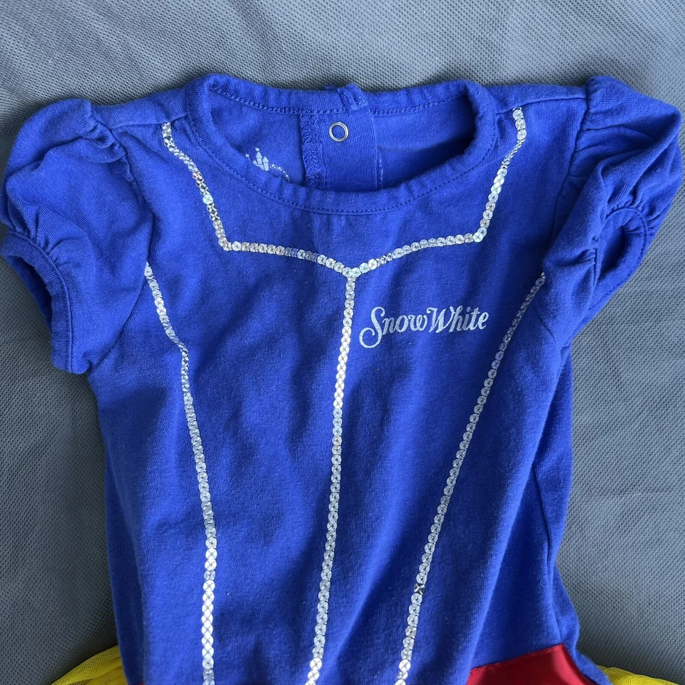 Disney Bebé Talla 24 Meses Amarillo Azul Body Traje Tutú Blancanieves Vestido Disfraz Foto 4 de 4
