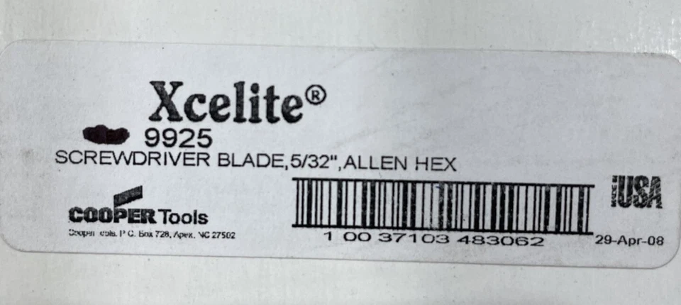 Xcelite 9925 Interchangeable Screwdriver Blade, 5/32" Allen Hex Socket, Lot of 2 - Image 3 of 3