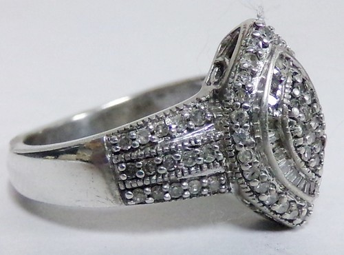 JTW Sterling Silver Marquise Halo Cluster 96 Diamond Ring Sz 6.75 Ladies 2tcw - Picture 3 of 11
