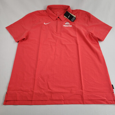NIKE Polo Shirt Adult 2XL XXL DN5631-657 OSU Buckeyes Red Dri-Fit $85 Mens 