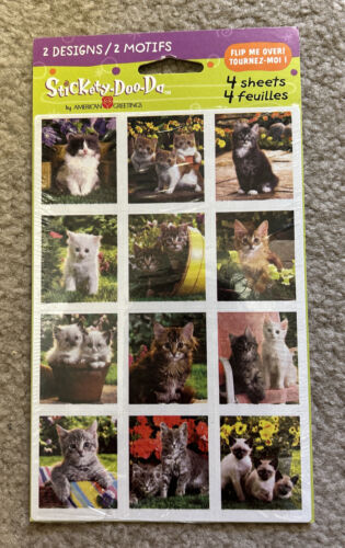 Kittens Flowers Photos 2 Sheets + Packaging Stickety-Doo-Da Stickers Kitty Cat - Picture 1 of 2