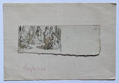 DESSIN ANCIEN "ASSEMBLEE DE PERSONNAGES VETUS à L'ANTIQUE" SANQUIRICO? - Photo 1/4