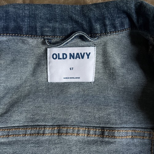 Old Navy Medium Wash Trucker Denim Jean Jacket Button Front Cotton Kids Size 5T - Picture 3 of 8