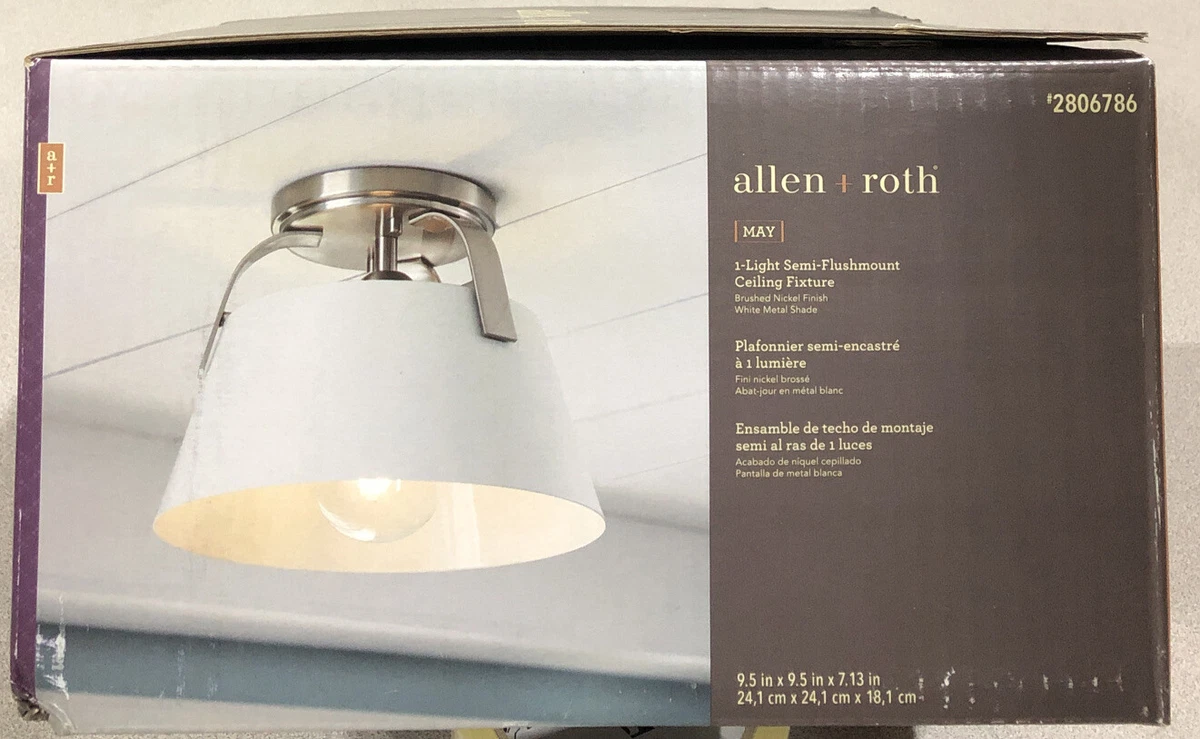 allen roth May 9.5 in Brushed Nickel Flush Mount Light WHITE