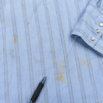 Wrangler Shirt Adult 1X Blue & White Striped Snap Button Up Long