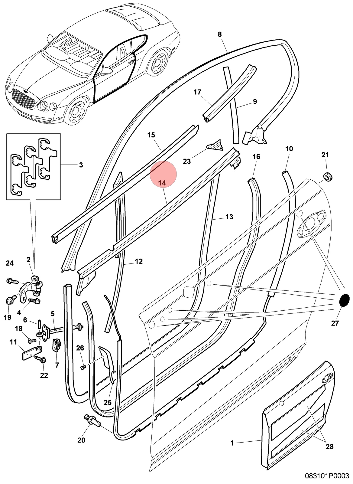 Bentley Continental GT 2011-2012 LEFT Trim molding