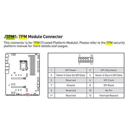 Für MSI MS -4136 -4462 TPM2.0 Sicherheits Modul Trusted Security Module 20-12Pin - Afbeelding 4 van 8