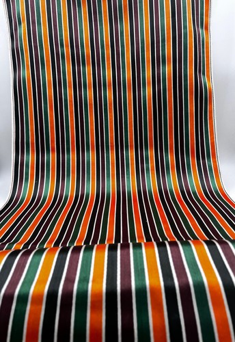 Multi Color Stripes Satin Silk Thick Weave, Upholstery Luxury Fabric By 2 Meters - Picture 10 of 14