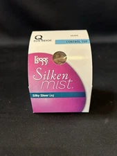 Leggs Silken Mist Pantyhose Tights Control Top Q Sun Beige Silky Sheer