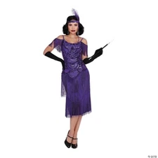 Roaring 20's Gatsby Purple Flapper Miss Ritz Costume Size Small