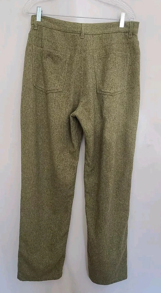 LL Bean Weekend Wool Pant Speckled Green Size 14 320 M/T Womens Wool Silk Lined - Image 2 of 4