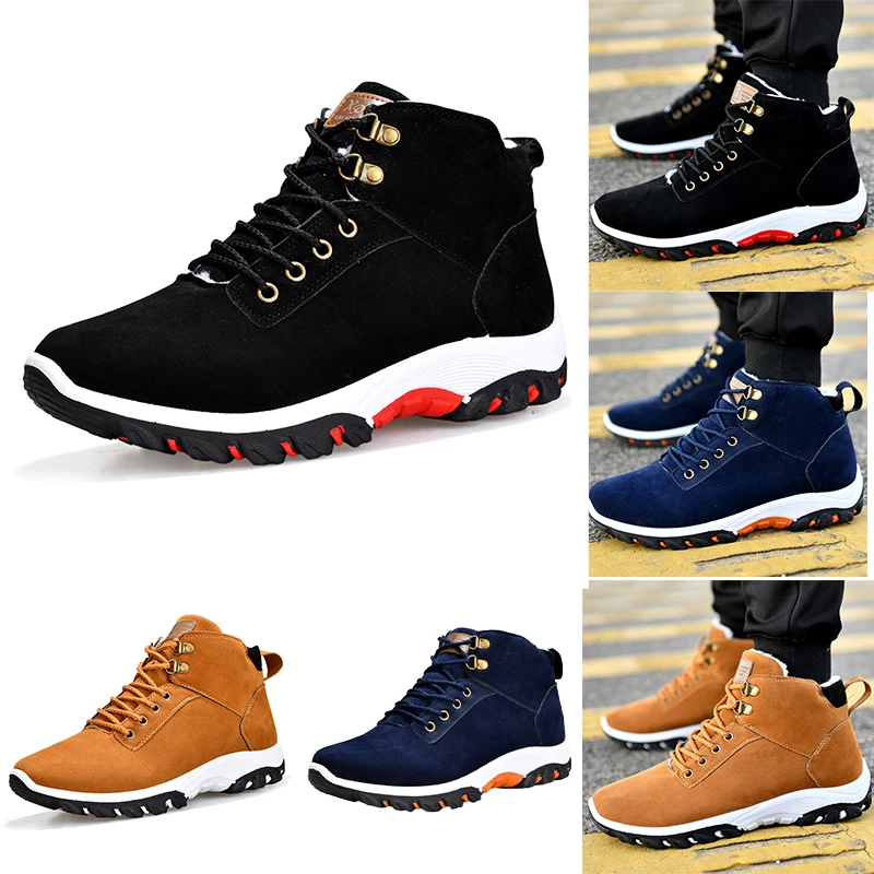 Men Winter Warm Shoes Fleece Lined Snow High Top Sneaker Boots