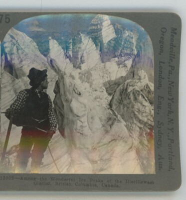 Among Ice Peaks Illecilllewaet Glacier BC Canada Stereoview