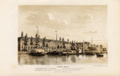 Antiker Druck-AMSTERDAM-KRANKENHAUS-AMSTEL-Witkamp-1869