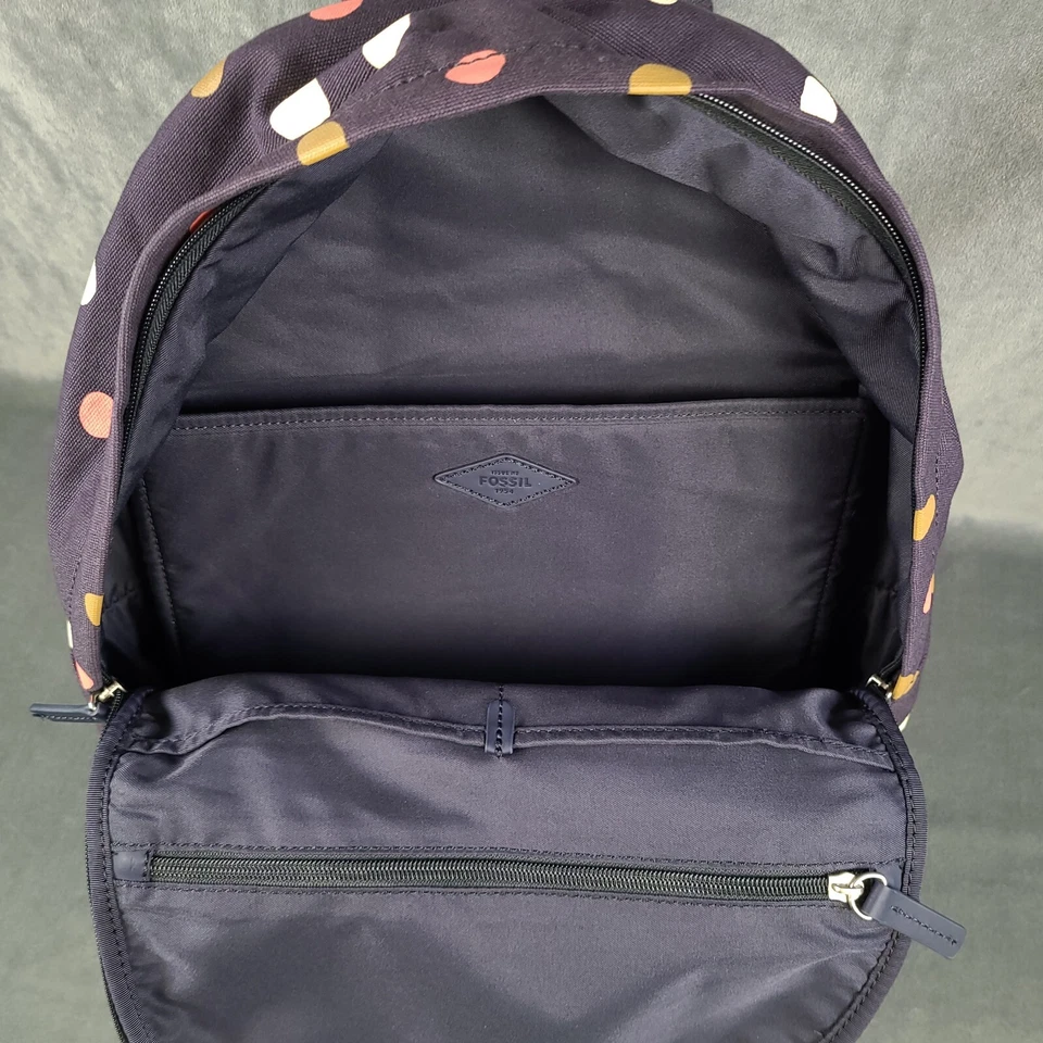 Mochila para portátil Fossil Ella azul marino con lunares rosados marrones blancos Foto 4 de 4