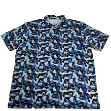 Maelreg Performance Polo Shirt Mens 3XL Blue Camo Short Sleeve Golf Adult