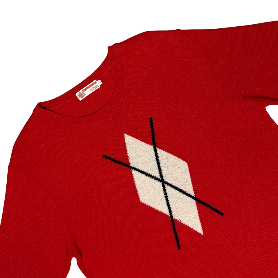 Vintage 2000 A Bathing Ape Bape Argyle Wool Crewneck Sweater - Men, Red, L - Image 3 of 4