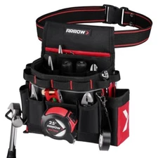 ARROW Heavy-Duty Adjustable Tool Belt Electrician Utility Tool Pouch w/10 Pocket