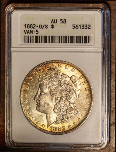 1882-O/S $1 Silver Morgan AU 58 ANACS # 561332 Original White Holder + Bonus