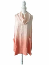 Match Point USA Women's Orange Sleeveless Cowl Neck 100% Linen Tunic Size M NWOT
