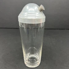 Vintage Classic Glass Martini Cocktail Shaker Metal Lid Bartender