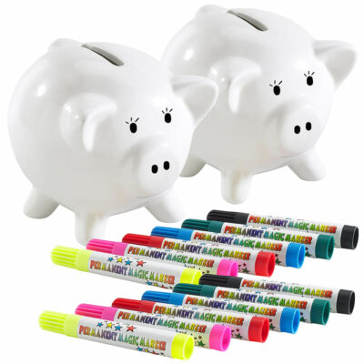 Playtastic 2er-Set Porzellan-Sparschwein zum Selbergestalten