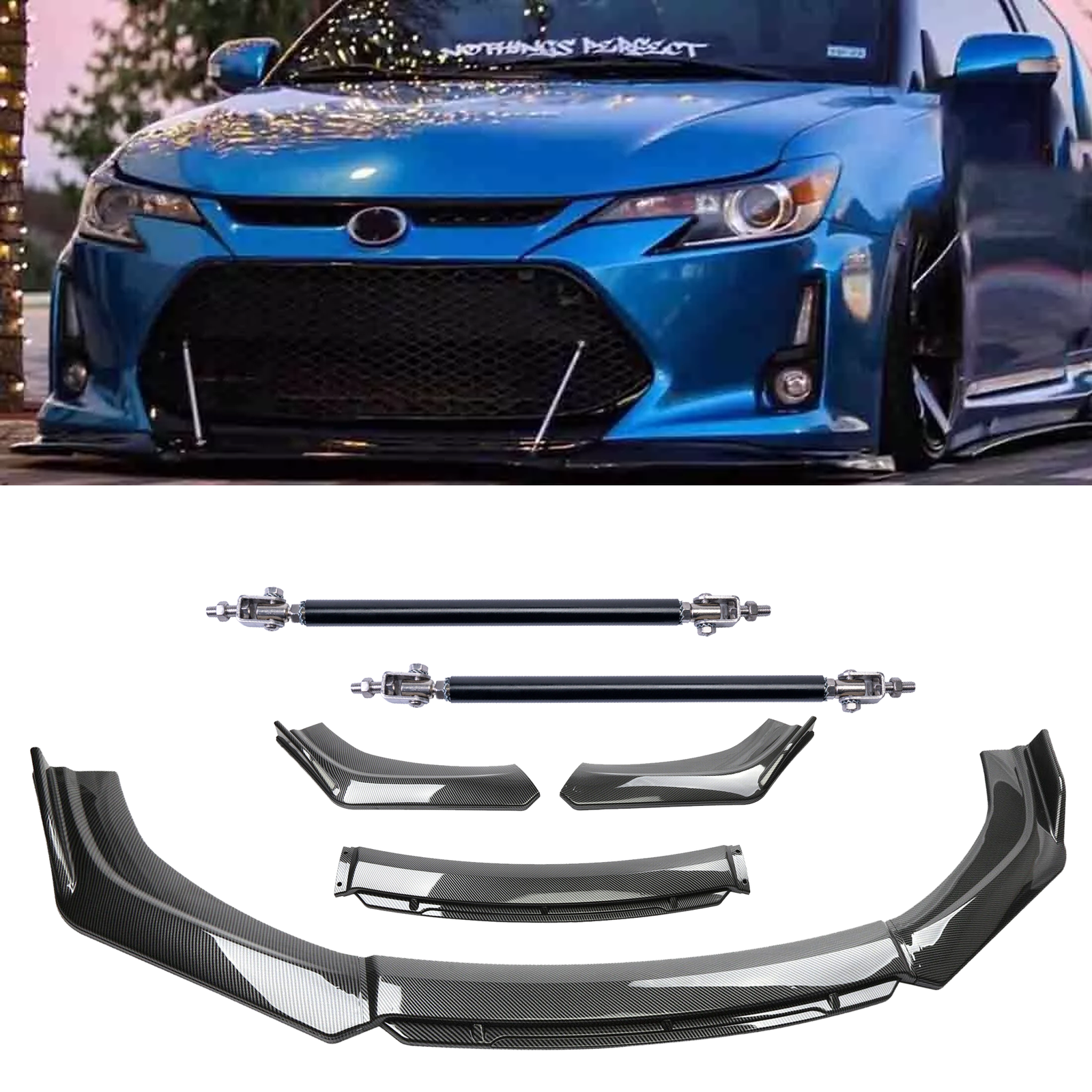 Carbon Fiber Front Bumper Lip Chin Body Kit for Scion TC FR-S XB Strut Rod