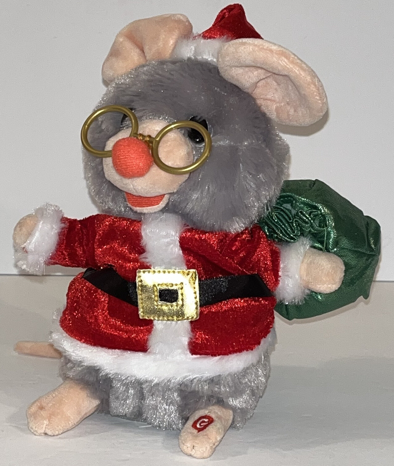 Gemmy Christmas Santa Mouse Singing Dancing Animated Here Comes Santa Claus Sack