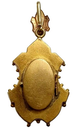 Antique Victorian Etruscan 10K Gold Locket Pendant - Imagen 3 de 9