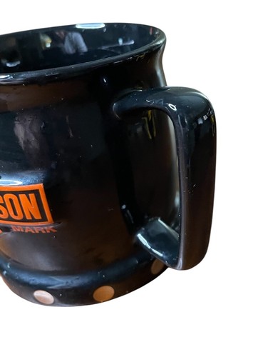 HARLEY-DAVIDSON Motor Cycles 3D Logo MUG Coffee Cup Silver Studs Orange Black - Picture 2 of 4