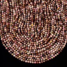 4MM Natural Rhodonite Gemstone Micro Faceted Round 15 inch 80019668-P111 