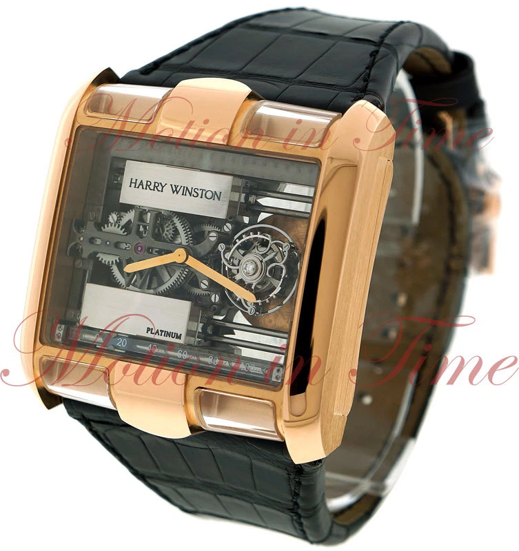 Harry Winston Tourbillon Glissiere Oro Rosa Limitado 25 Piezas Esqueleto 350-MATRL Foto 2 de 4