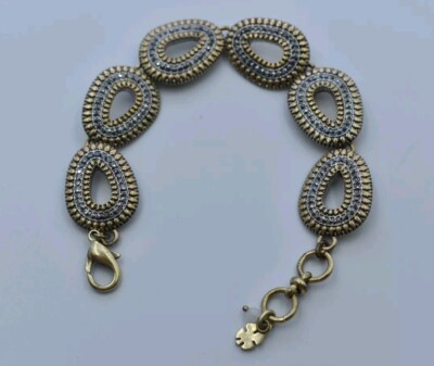 Lucky Brand Bracelet Gold Silver Tone Boho Tribal Pave Stone Jewelry  Marcasite