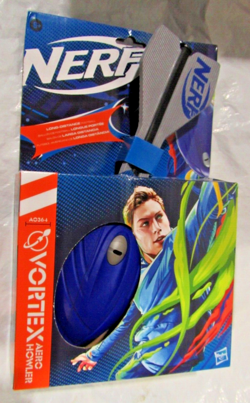 NERF Vortex Football Aero Howler Foam Battle Toy Blue, Gray 