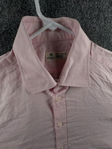 Borrelli Napoli Bergdorf Goodman Button Up Dress Shirt Pink Striped Size 17.5 - Picture 6 of 19