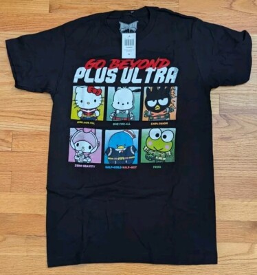My Hero Academia Adult New Black T-Shirt Go Beyond Plus Ultra Sanrio HELLO KITTY